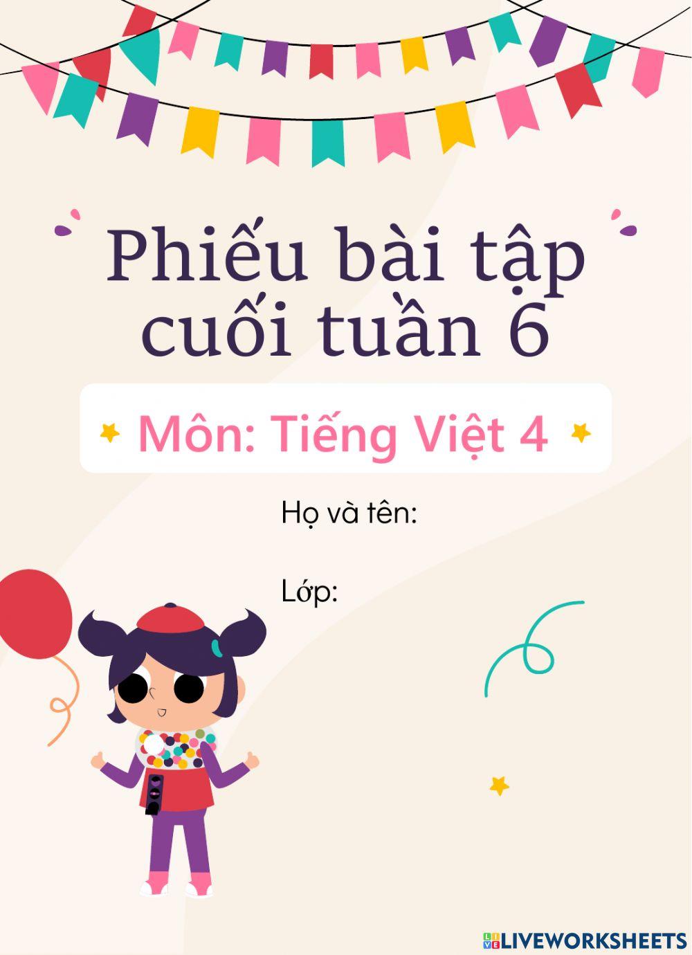 Phiếu học tập tiếng việt 4 cuối tuần 6