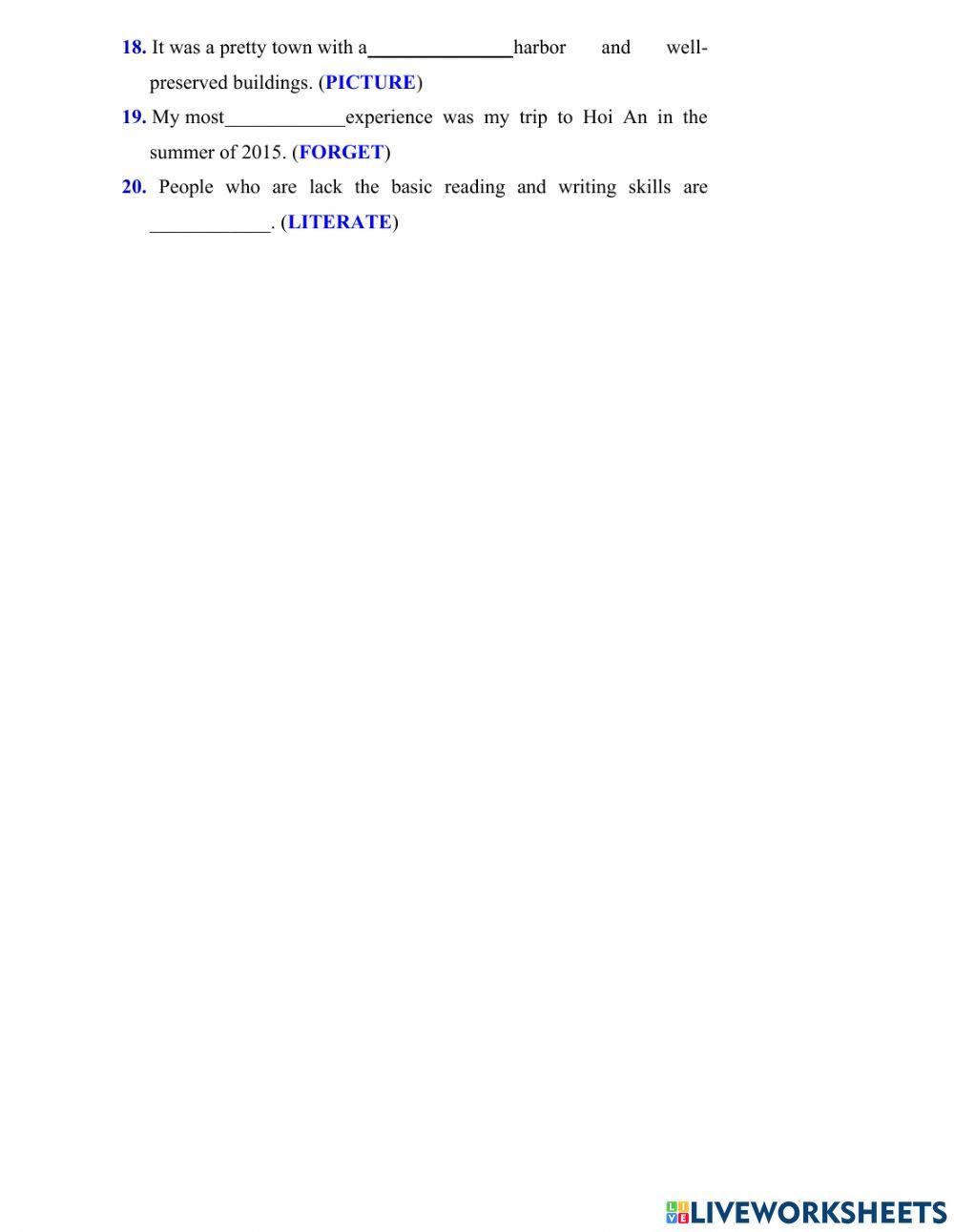 Practice word form - English 9 - HK1