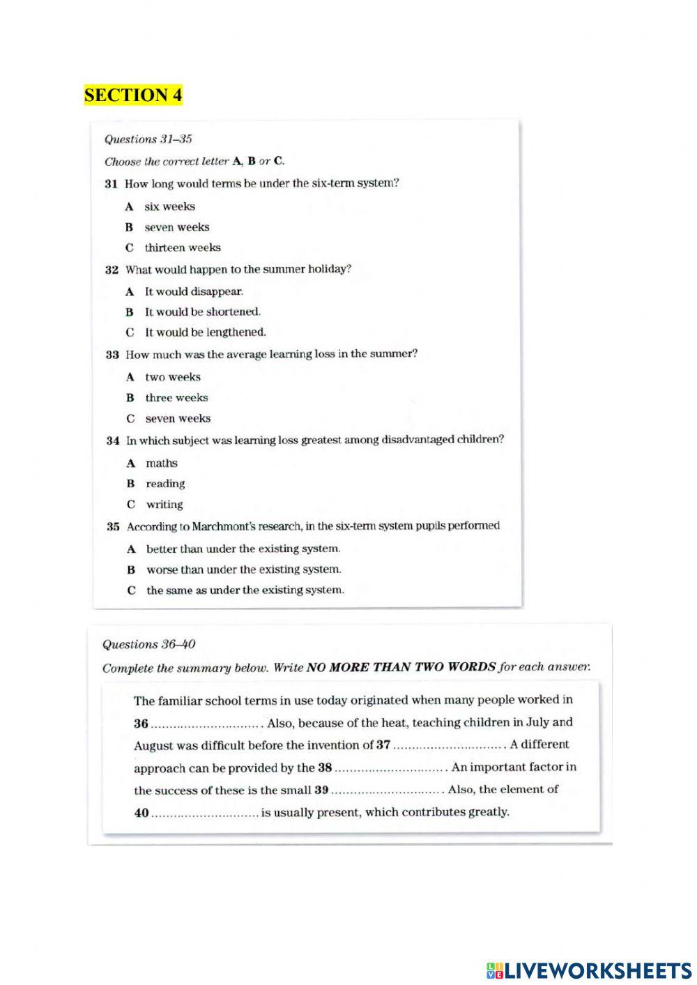 Theme 5 - listening test