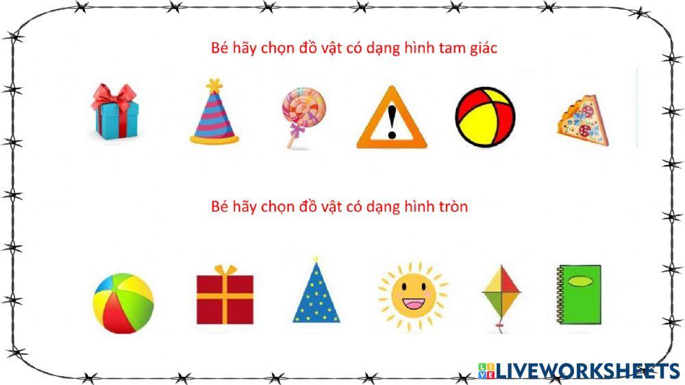 BT ôn hình tròn, hình tam giác