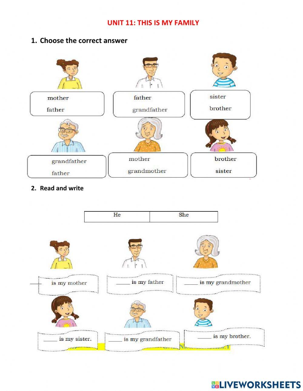 Unit 11: this is my family