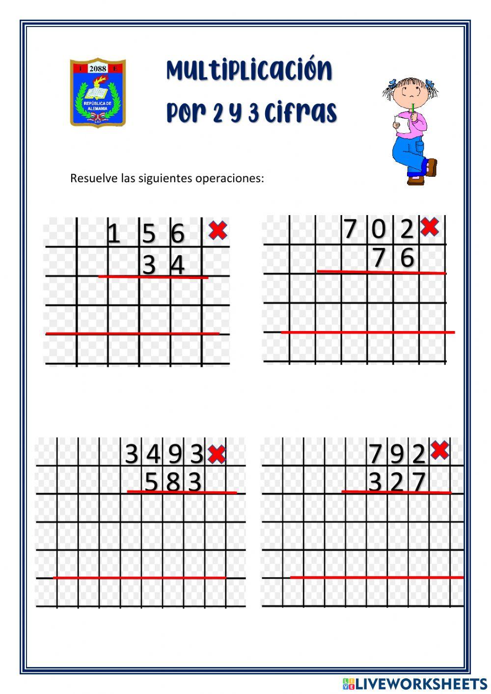 Multiplicación por 2 y 3 cifras