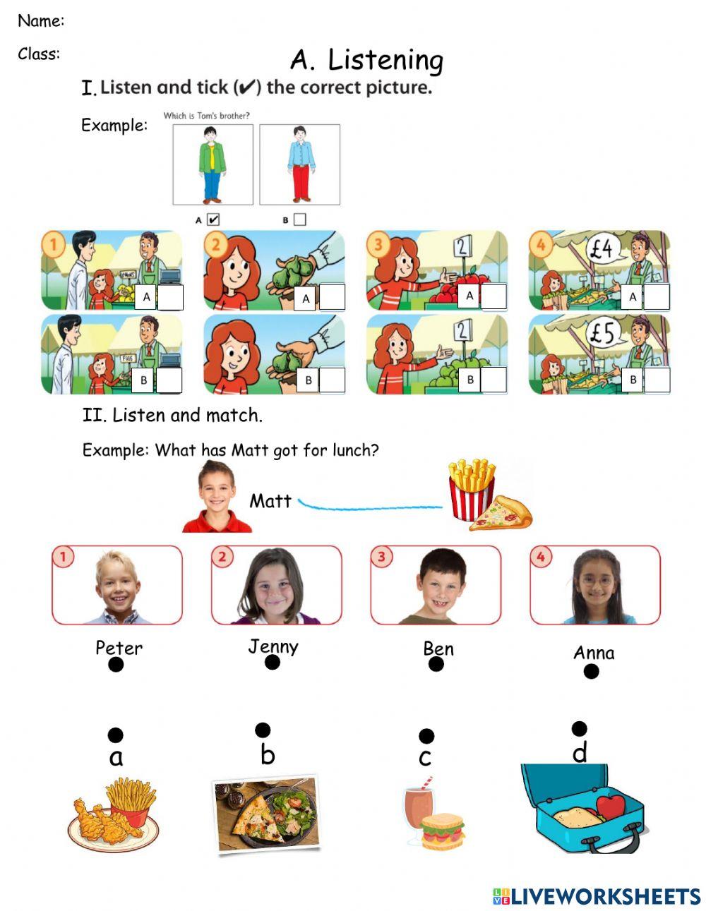 Listening - Reading - Writing worksheet | Live Worksheets