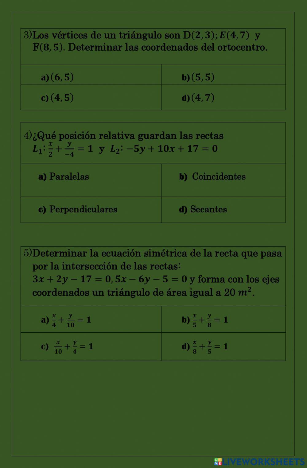 Ecuación de la línea recta
