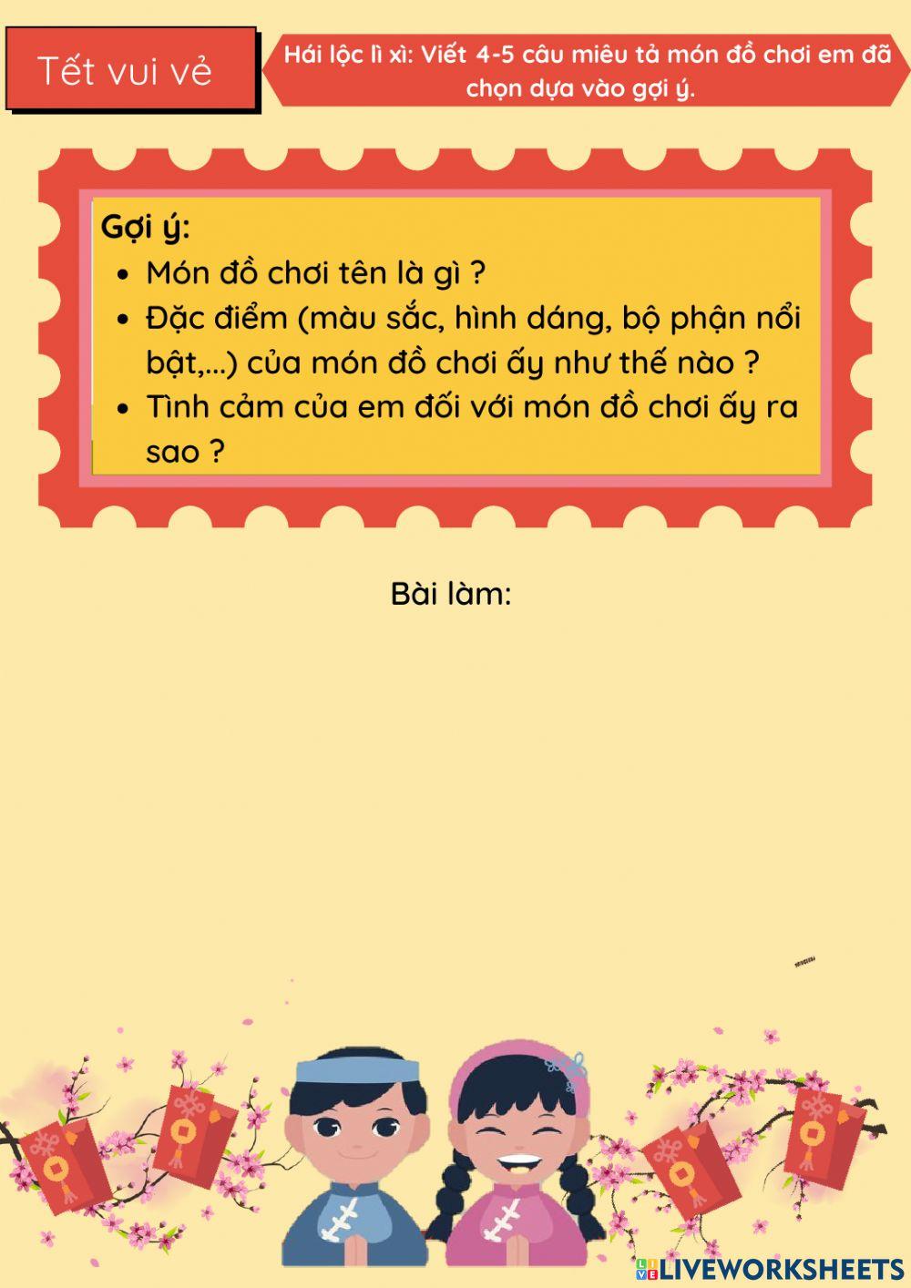 Viết 4-5 câu miêu tả món đồ chơi