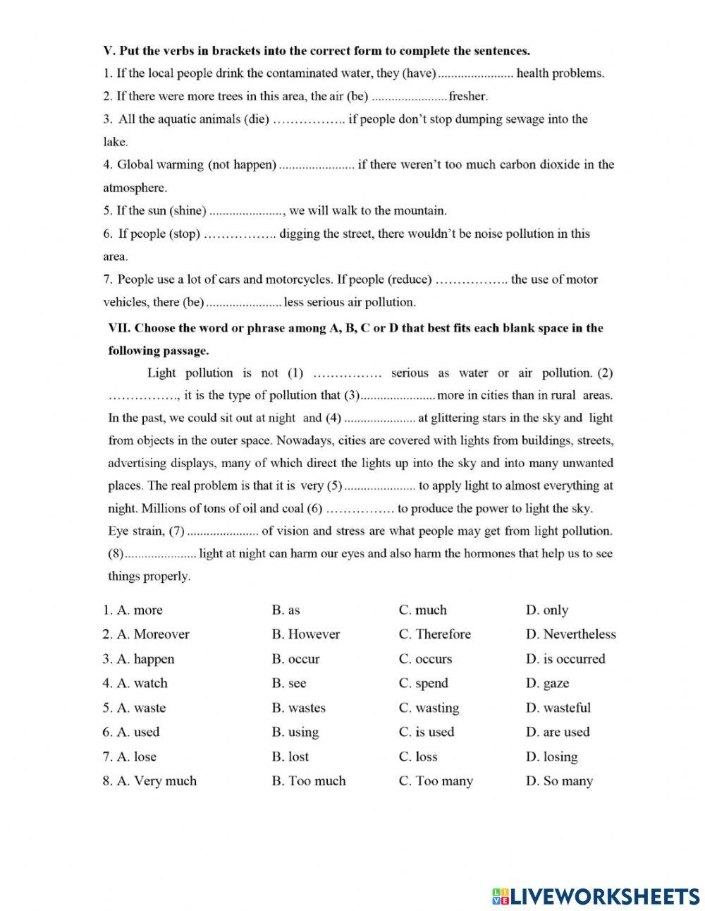 Unit 7:Pollution Grade 8