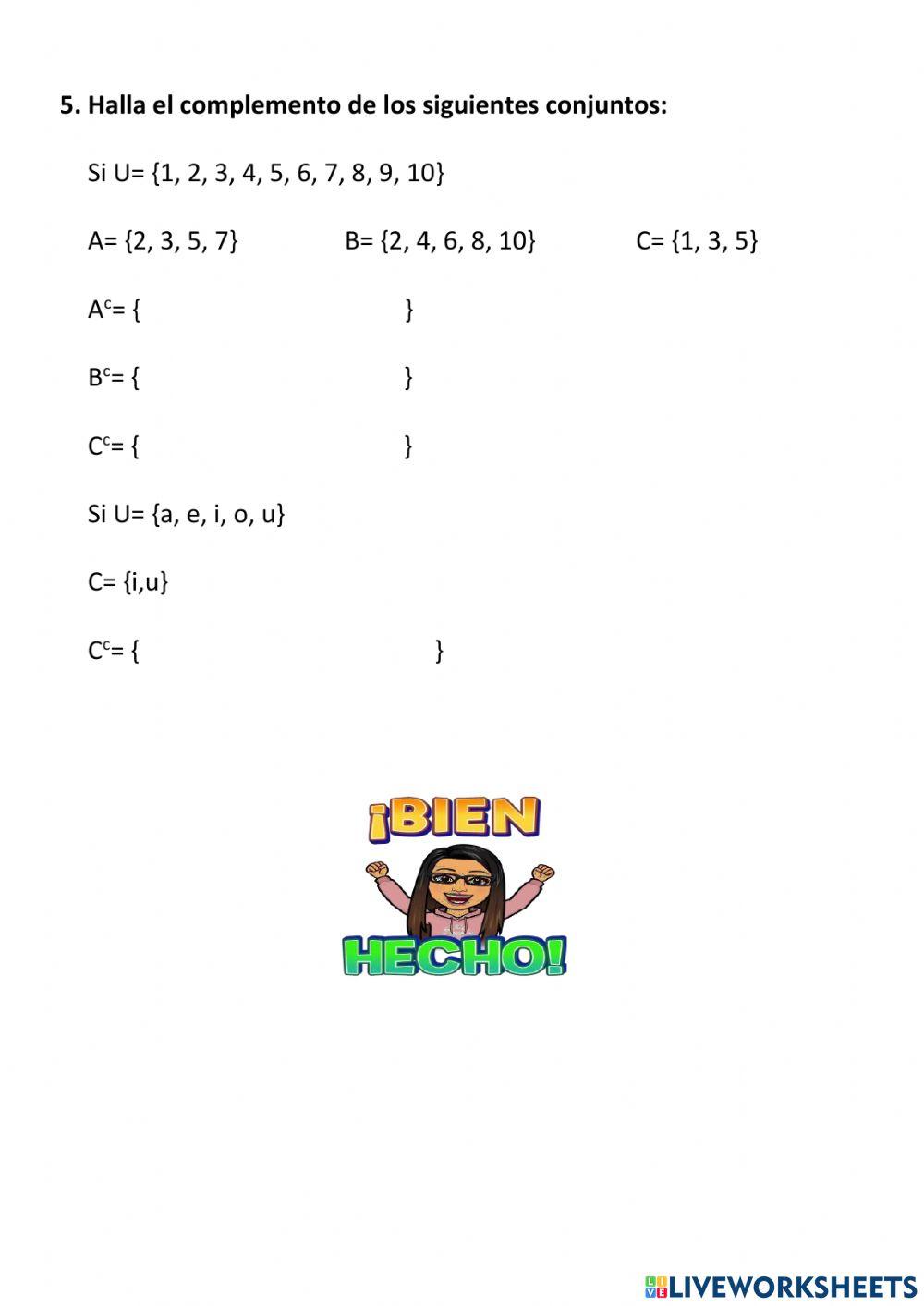 Diferencia y complemento de conjuntos