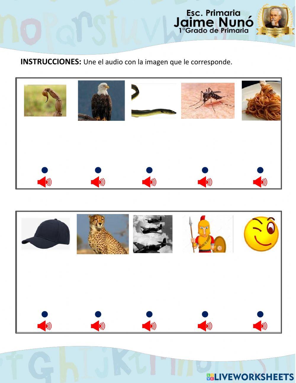 Escucha y une el audio con la imagen Letra Gue y Gui