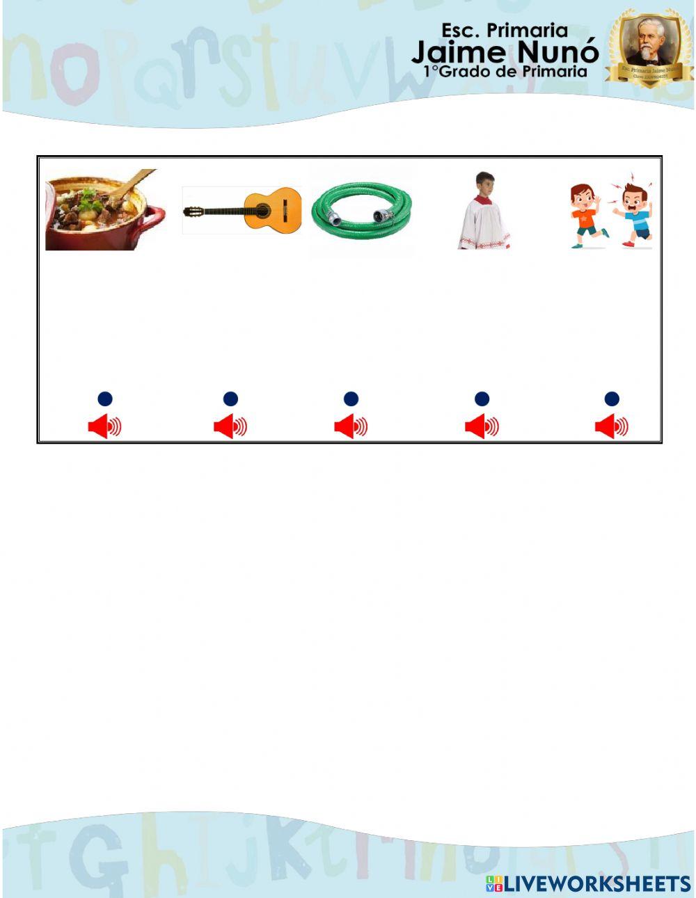 Escucha y une el audio con la imagen Letra Gue y Gui