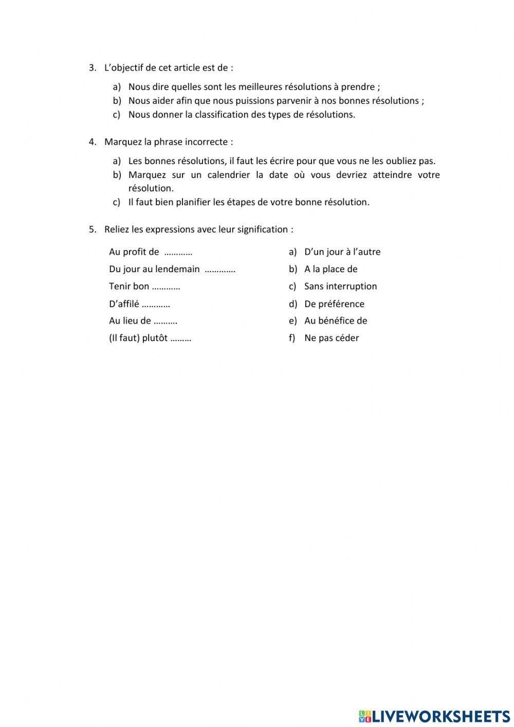 Les bonnes résolutions