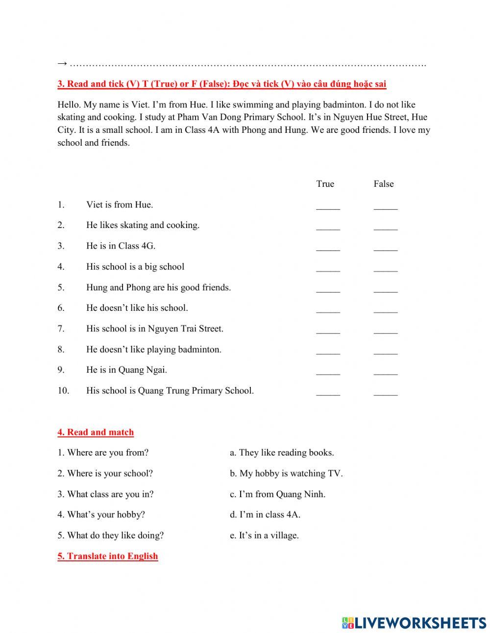 Tiếng Anh 4 Unit 6