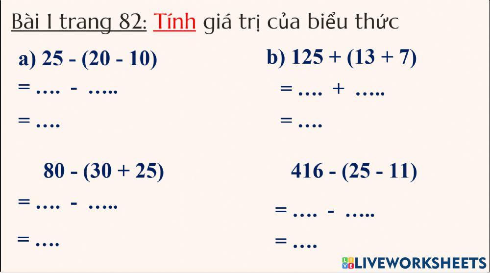 Tính giá trị của biểu thức