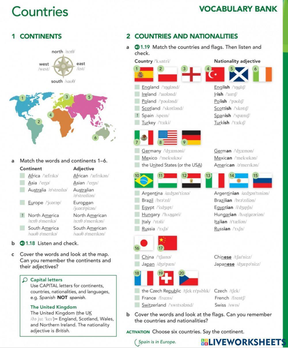 EF Elementary - Vacabulary Countries 