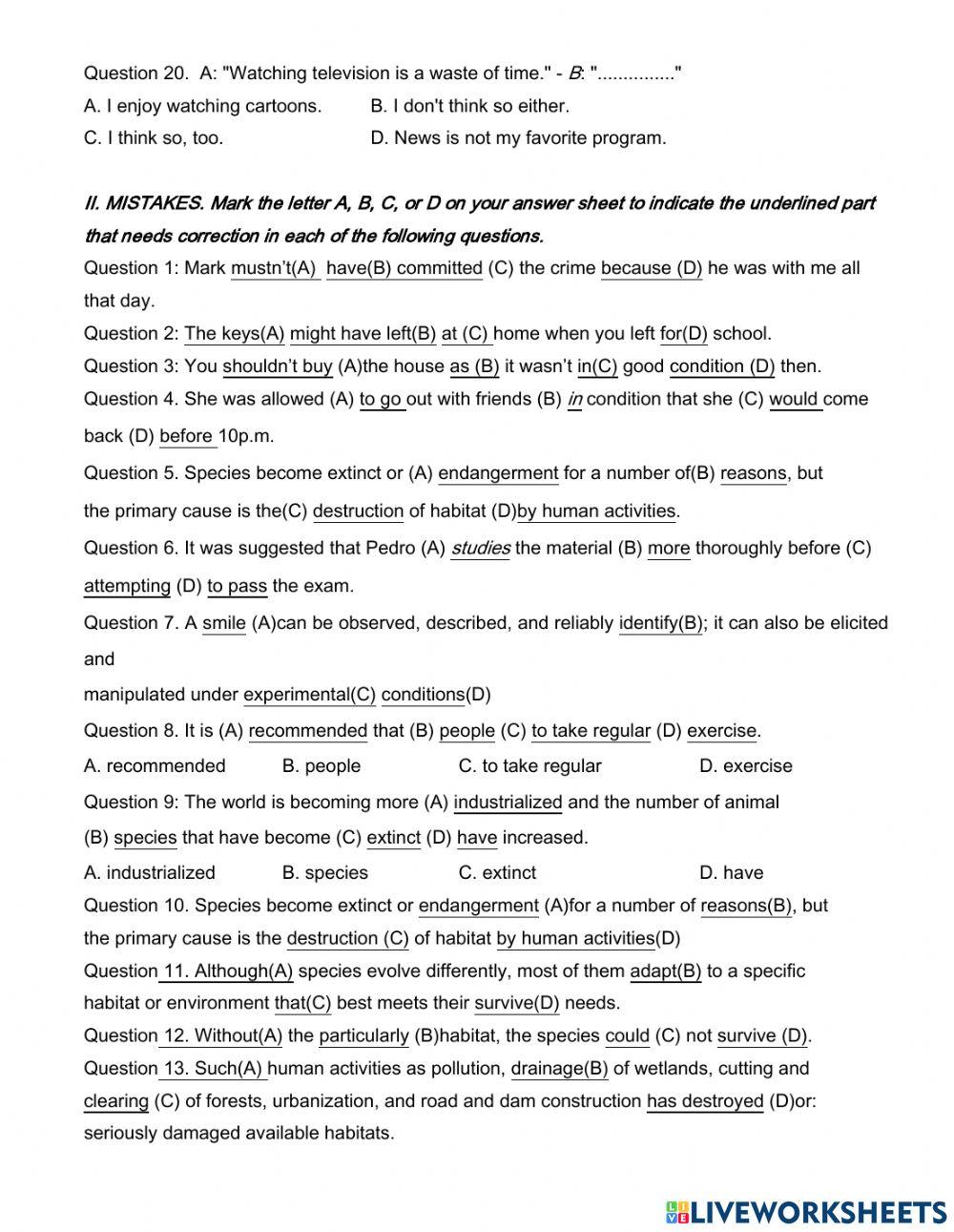Revision for the mid –  second term test – no 3 (grade 12)