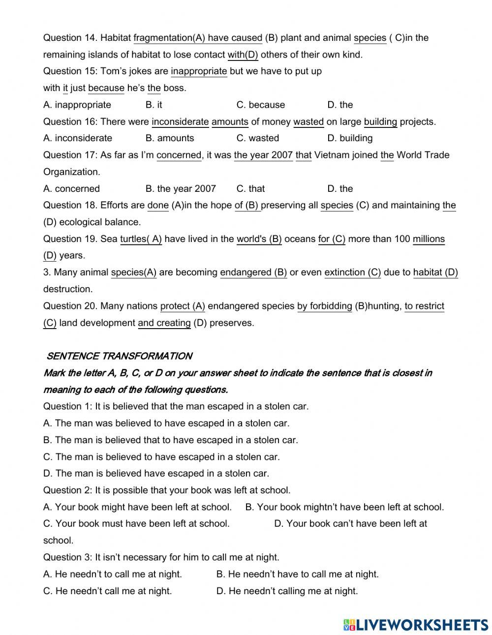 Revision for the mid –  second term test – no 3 (grade 12)