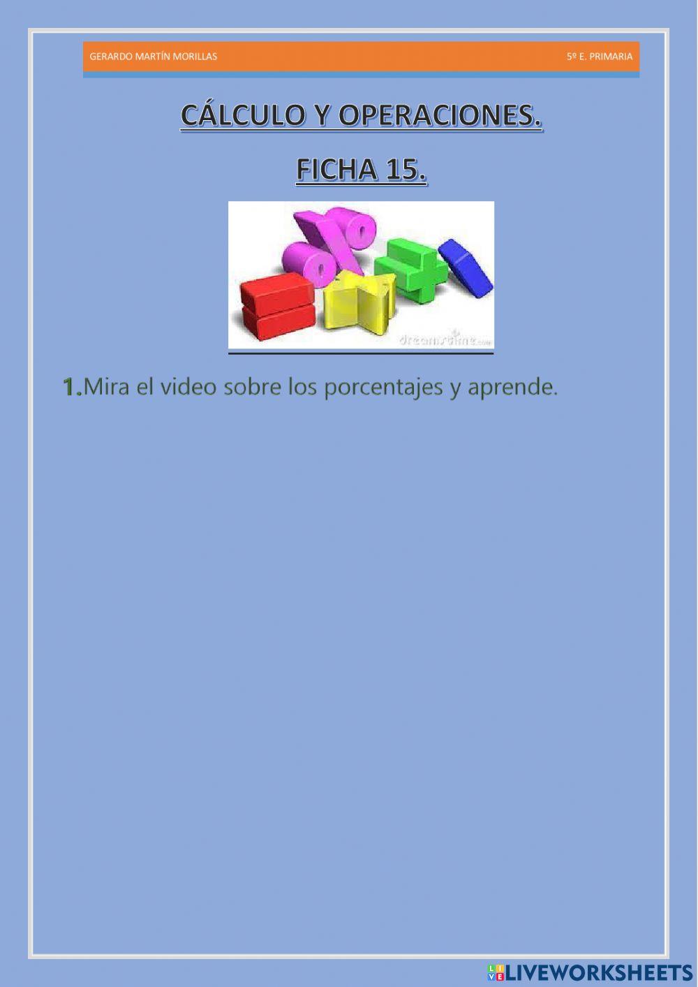 Cálculo y operaciones. Ficha 15.