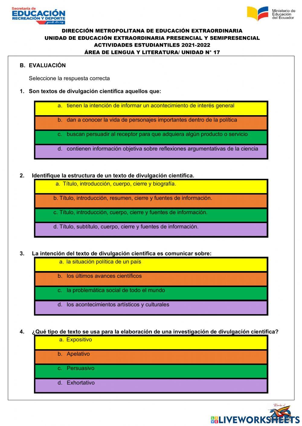 TAREA SEM 17. Textos de divulgación científica