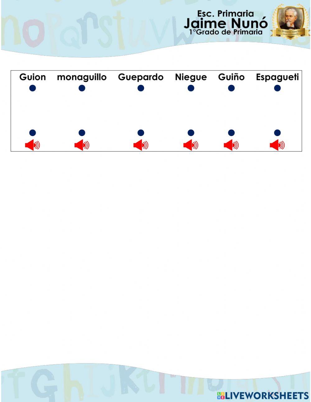Palabras con la Letra Gue y Gui