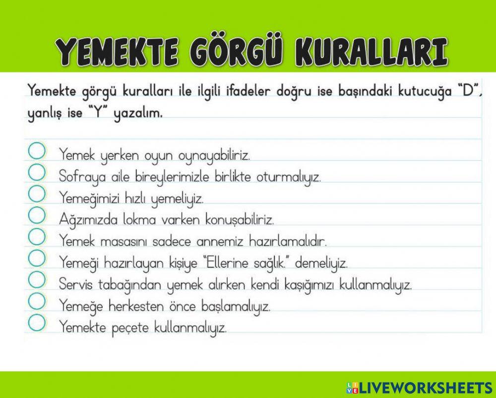 Yemekte Görgü Kuralları