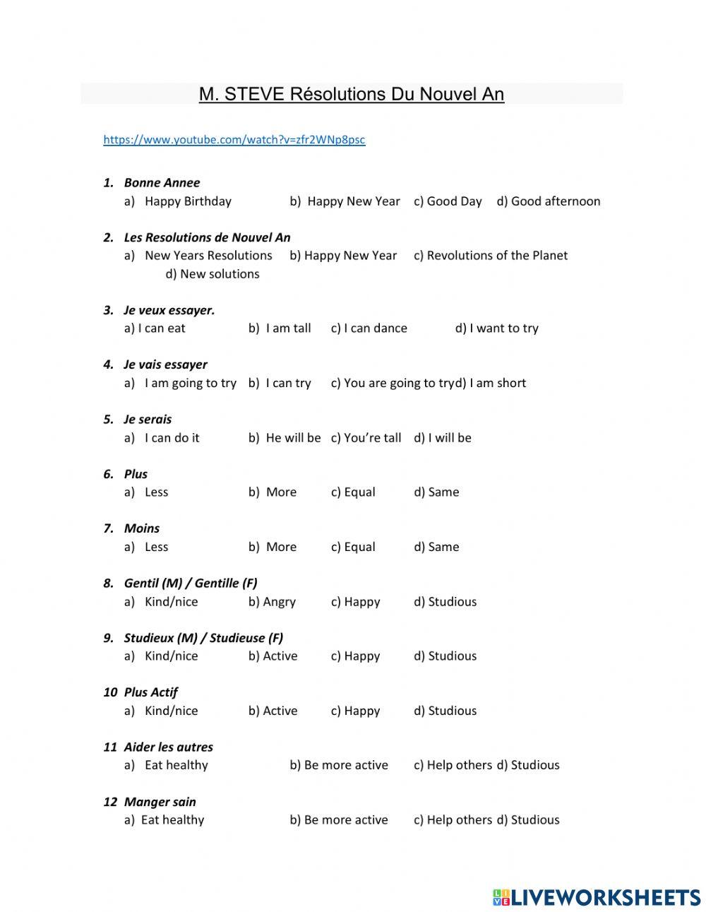 Résolutions Du Nouvel An
