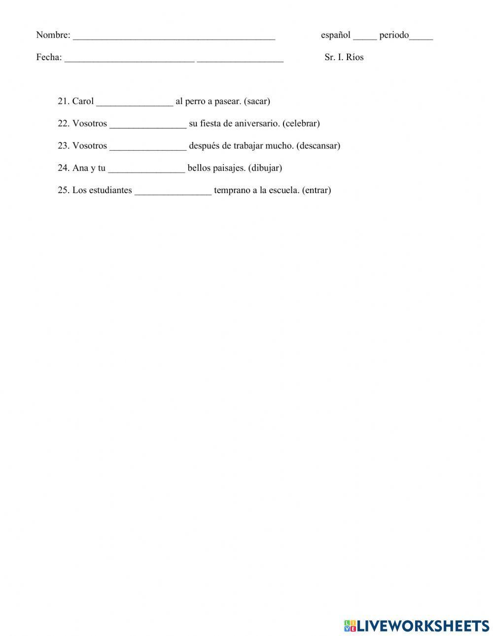 AR ending verbs in Spanish