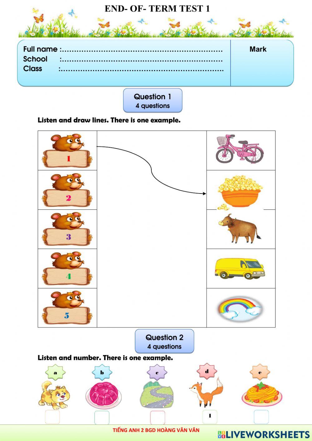 Đề số 7 - đề thi hk 1 - grade 2