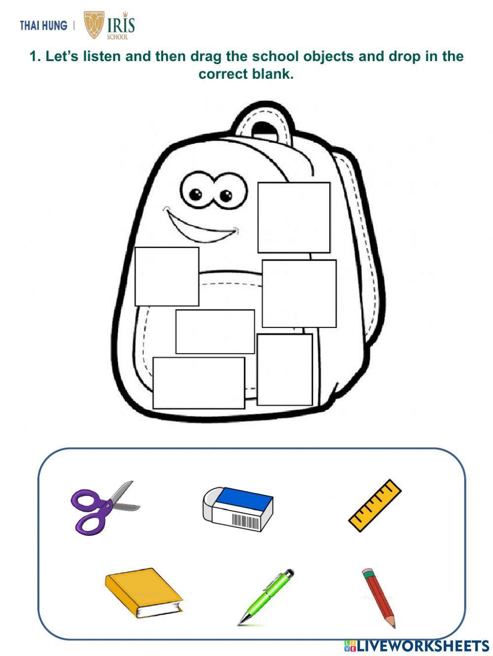 Moon-Worksheet about School Supplies