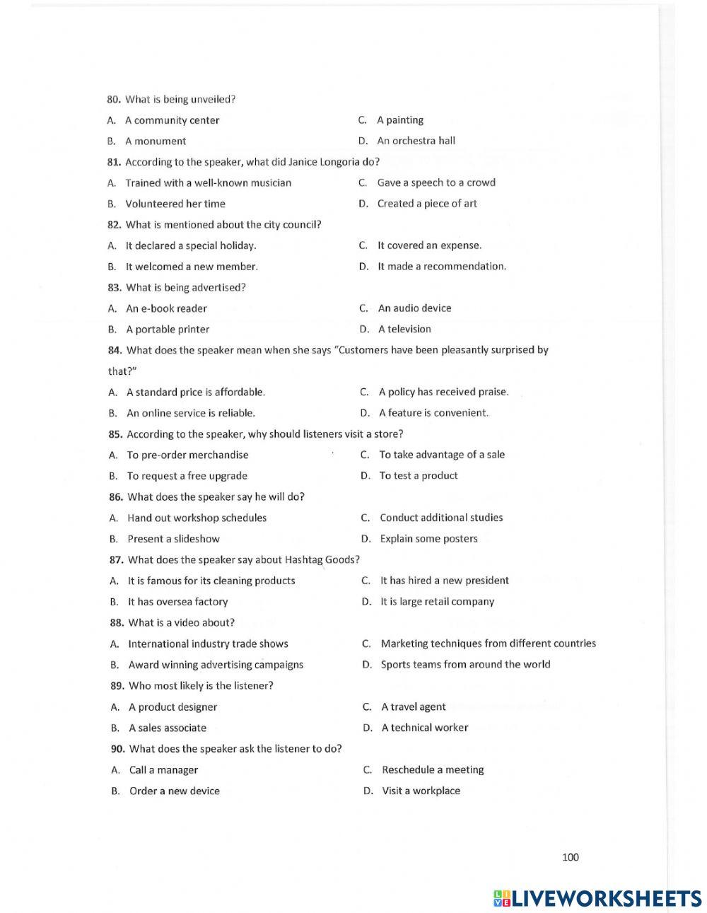 Unit 12 - SPEECHES - LISTENING