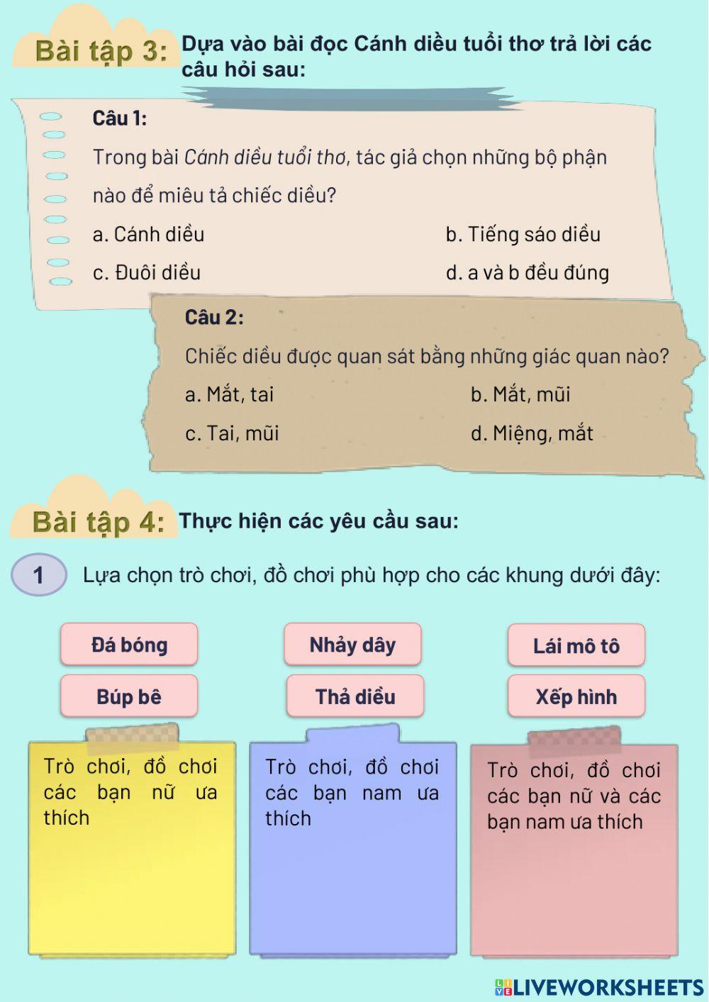 Phiếu bài tập tuần 15 Tiếng Việt lớp 4