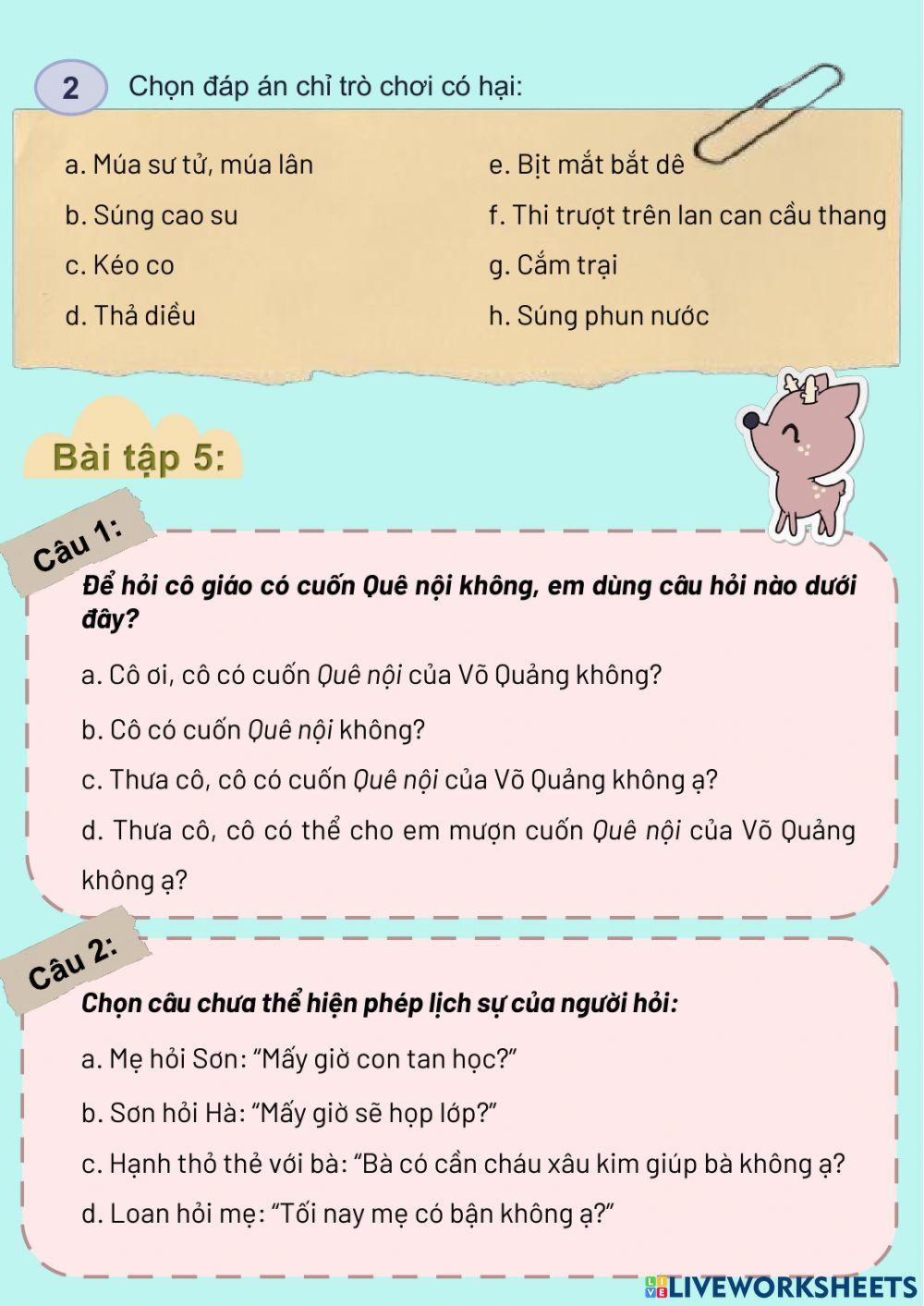 Phiếu bài tập tuần 15 Tiếng Việt lớp 4