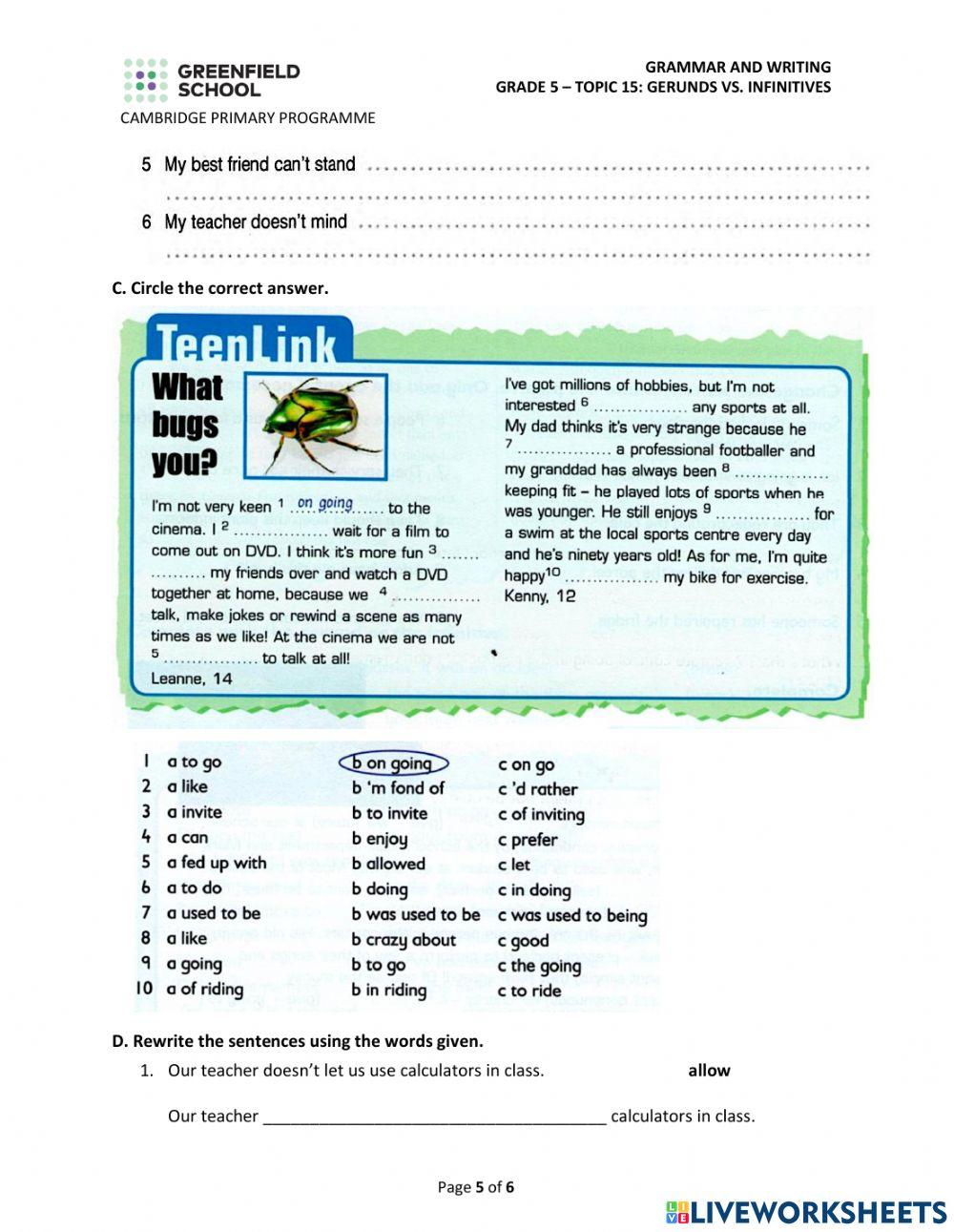 Gerunds or infinitives