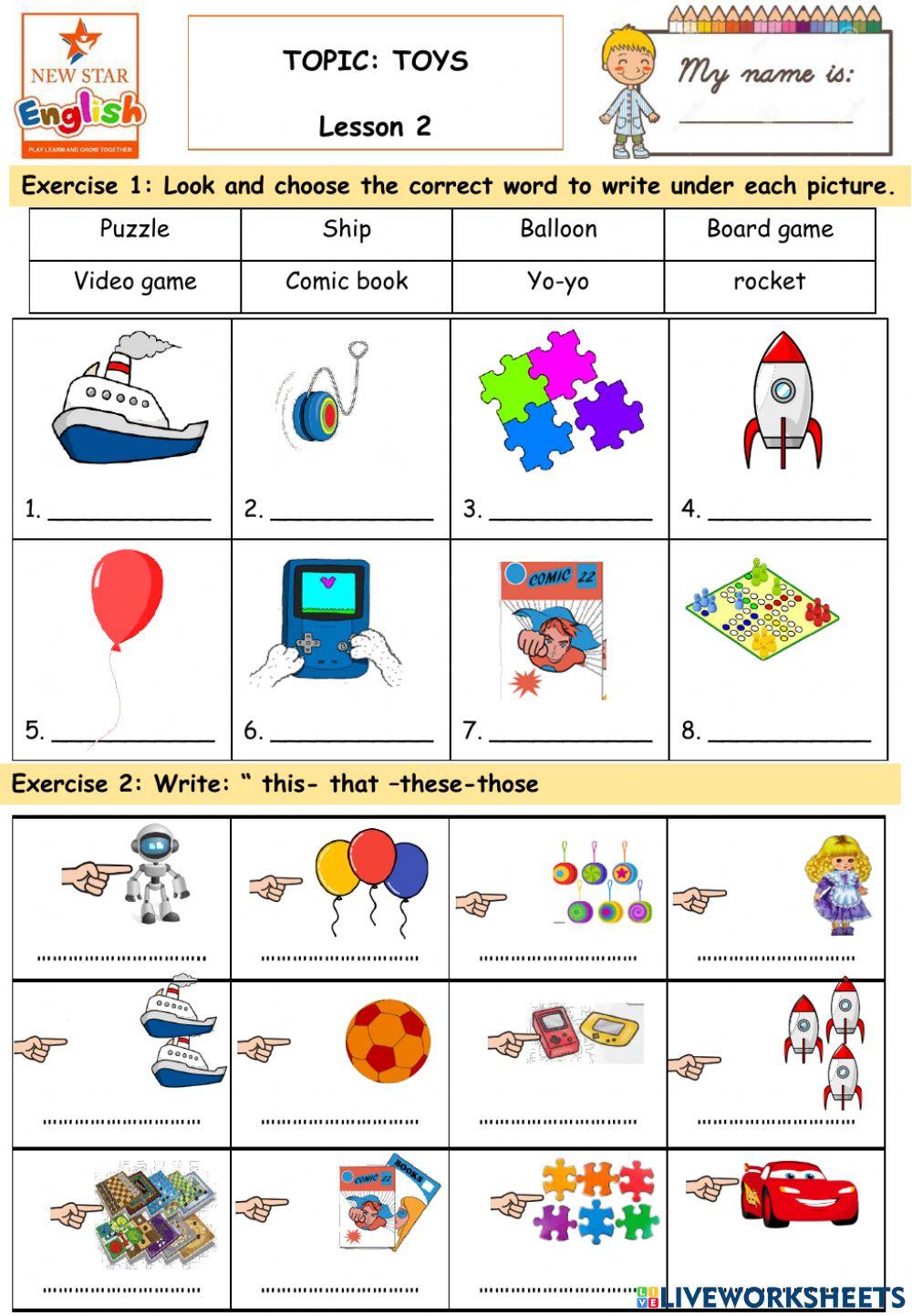 Po 3- Toys- Worksheet 2