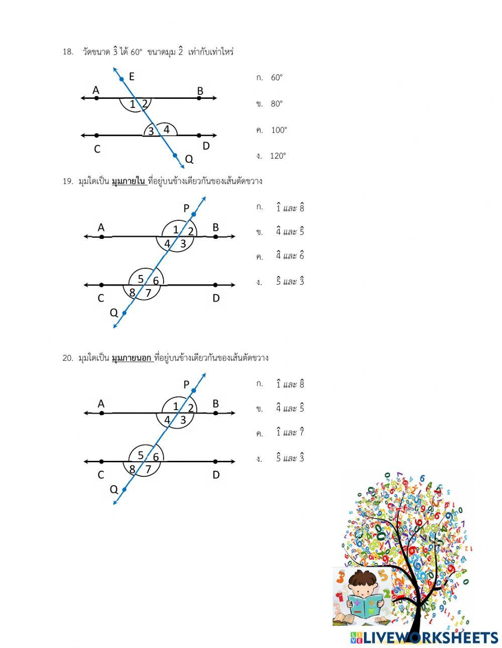 แบบทดสอบเรื่องเส้นขนาน