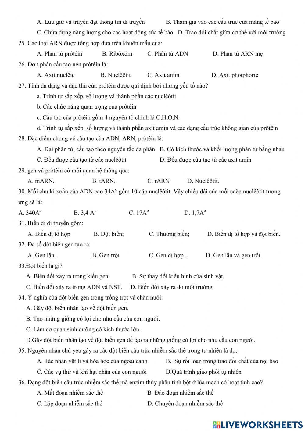 Đề cương hk1 sinh 9