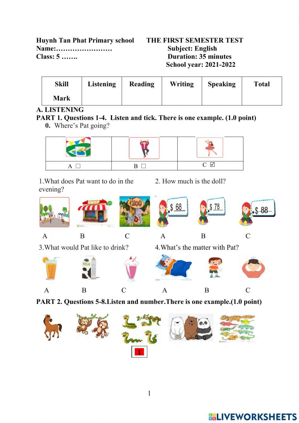 THE FRIST SEMESTER  GRADE 5