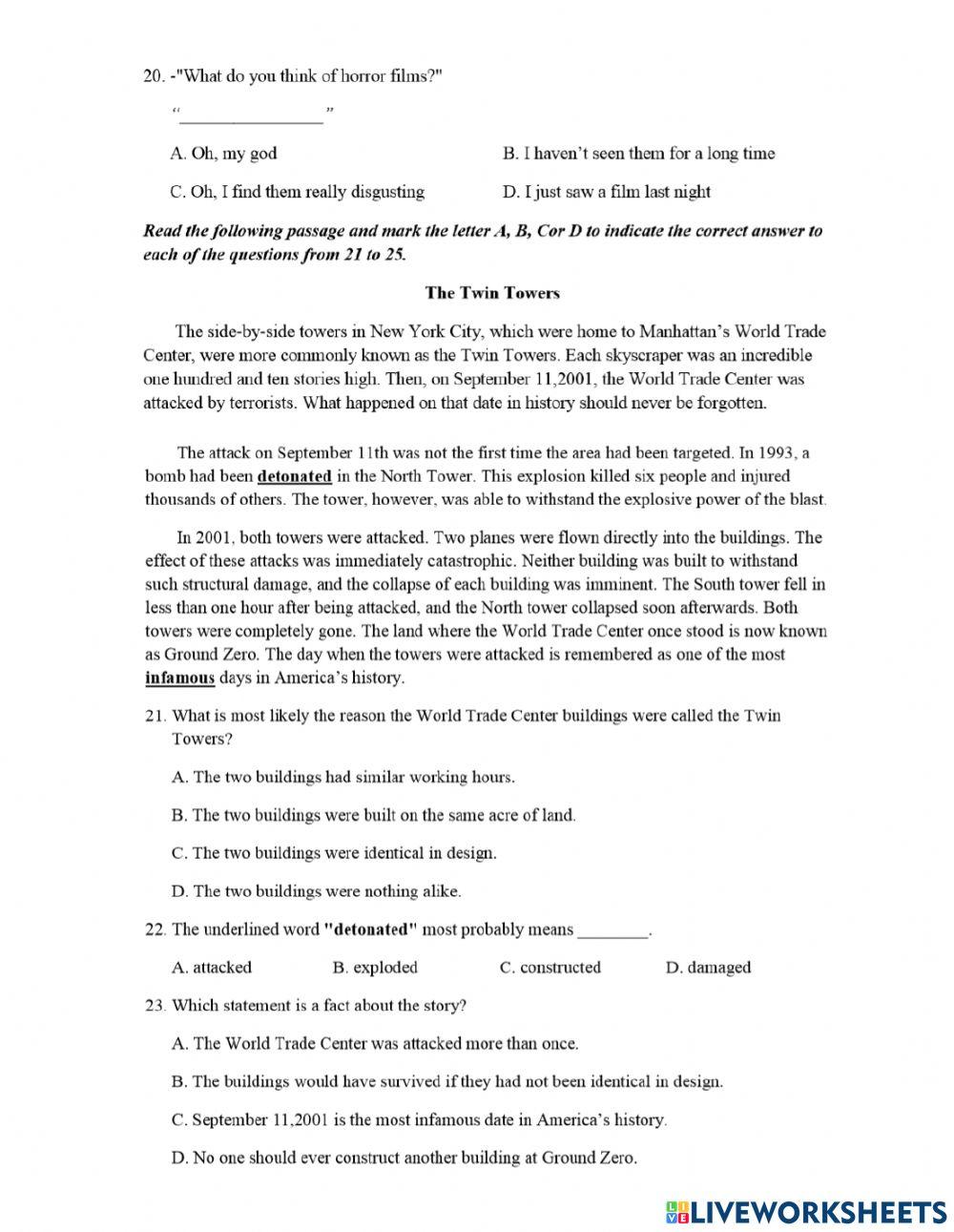 Entrance Test 10 Grade 9