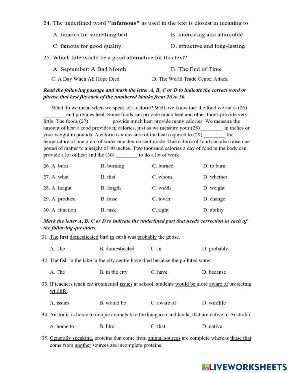 Entrance Test 10 Grade 9
