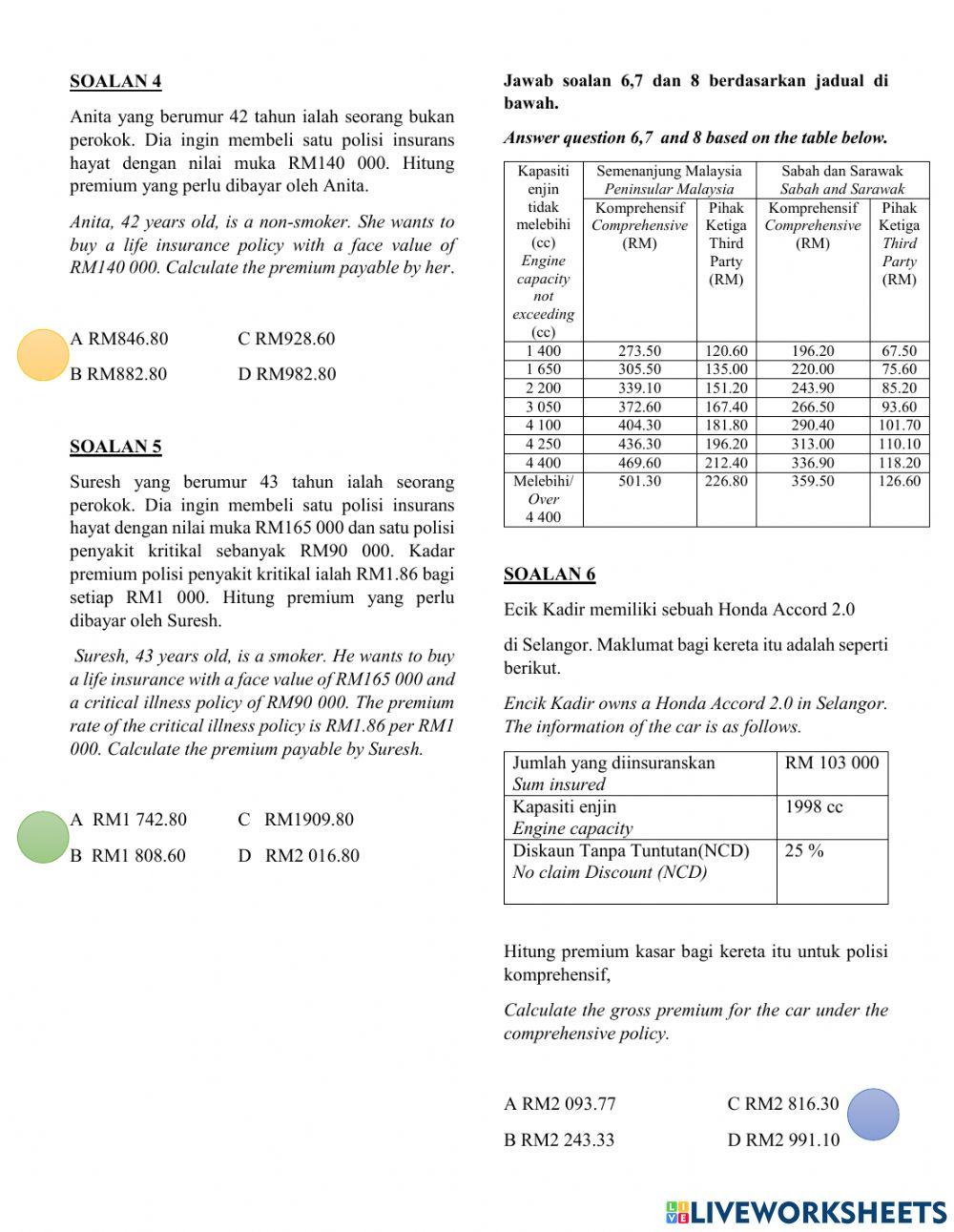 Bab 3 matematik pengguna(insurans) Bab 3 matematik pengguna(insurans)
