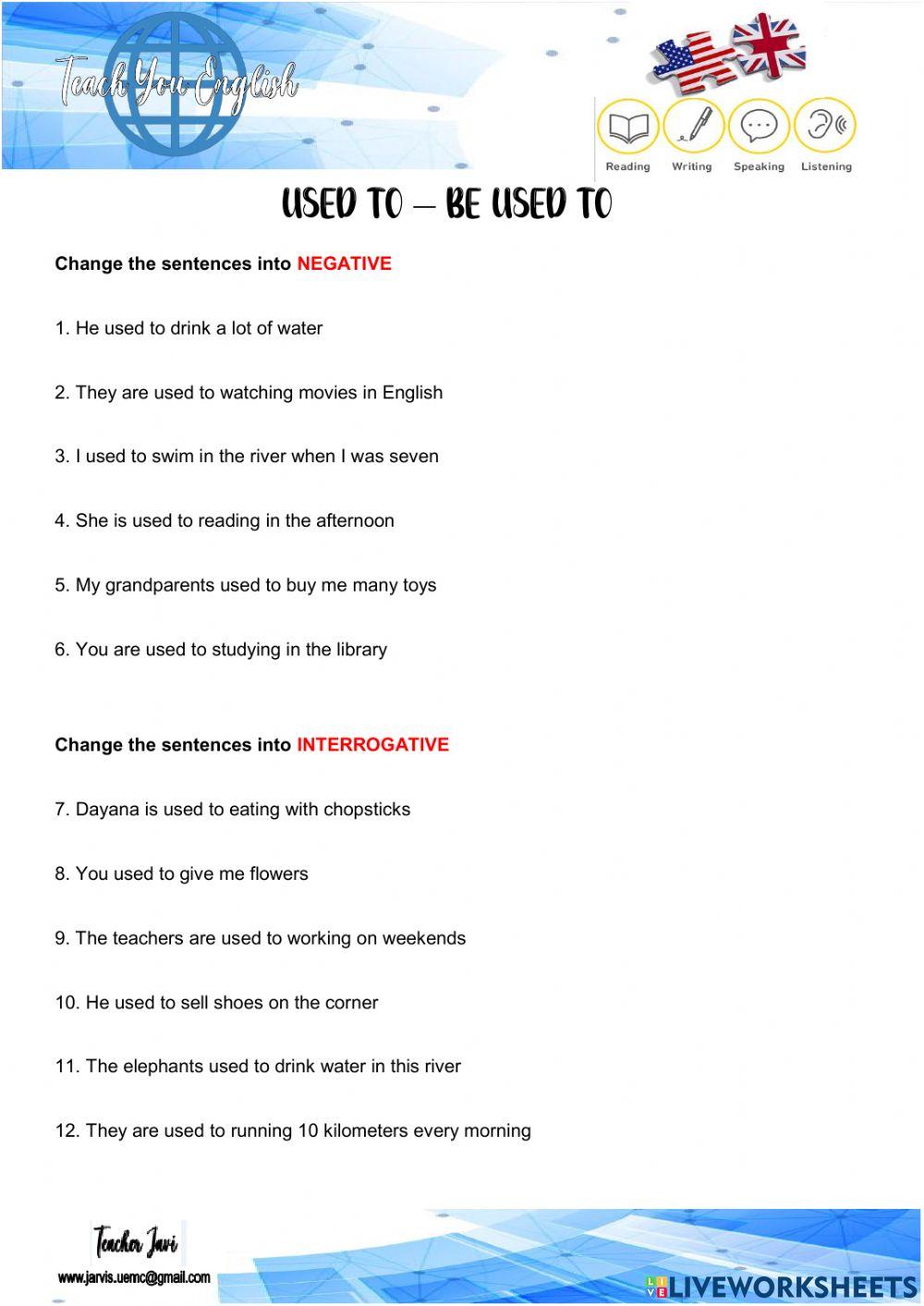 Used to and Be used to