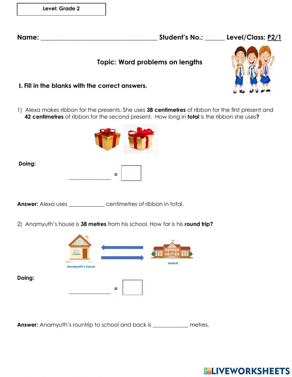 P2-1 Word Problems on Lengths