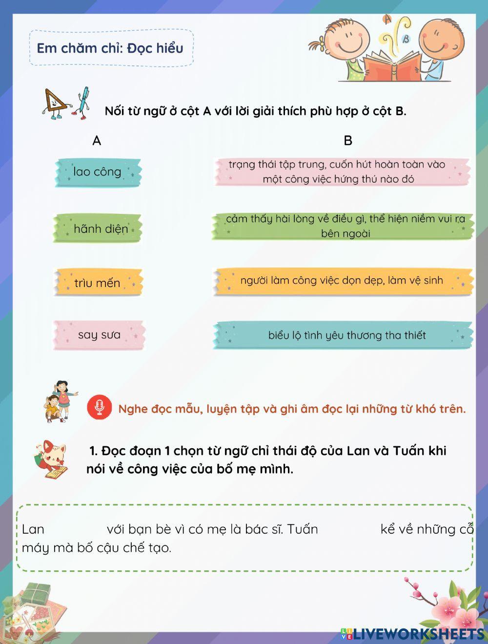 Phiếu bài tập Tiếng Việt - tuần 16