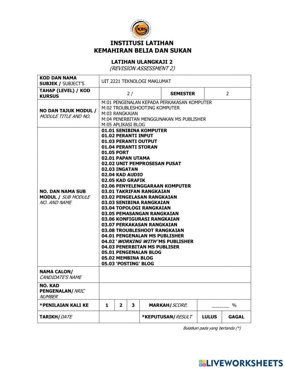 UIT 2221 Latihan Ulangkaji 2