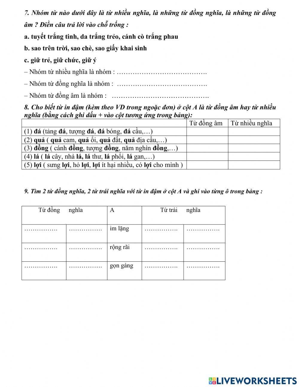 Bài tập đọc hiểu tuần 18