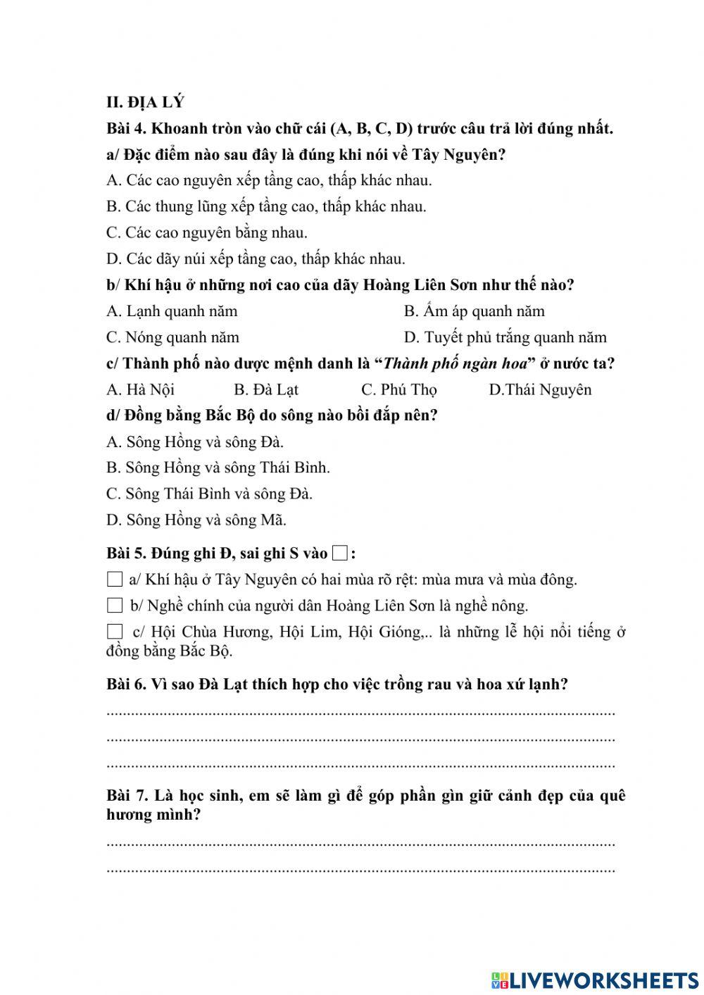 Đề ôn chk1 lịch sử và địa lí lần 2