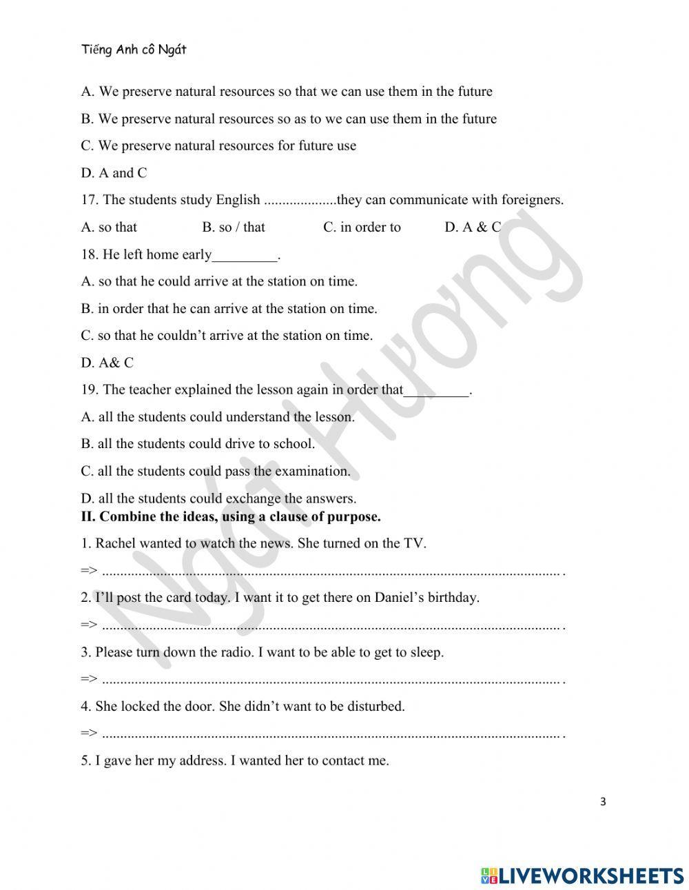 Phrases and Clauses of Purpose