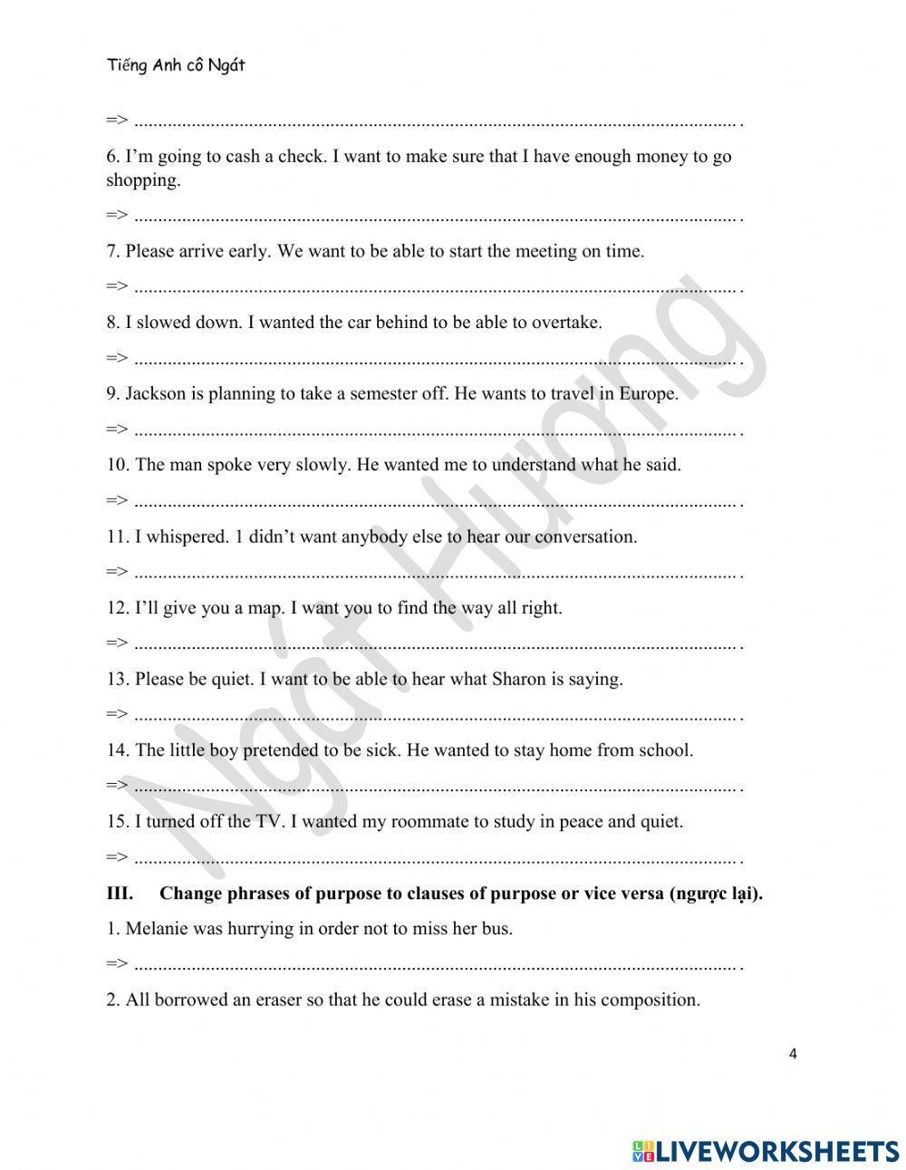 Phrases and Clauses of Purpose