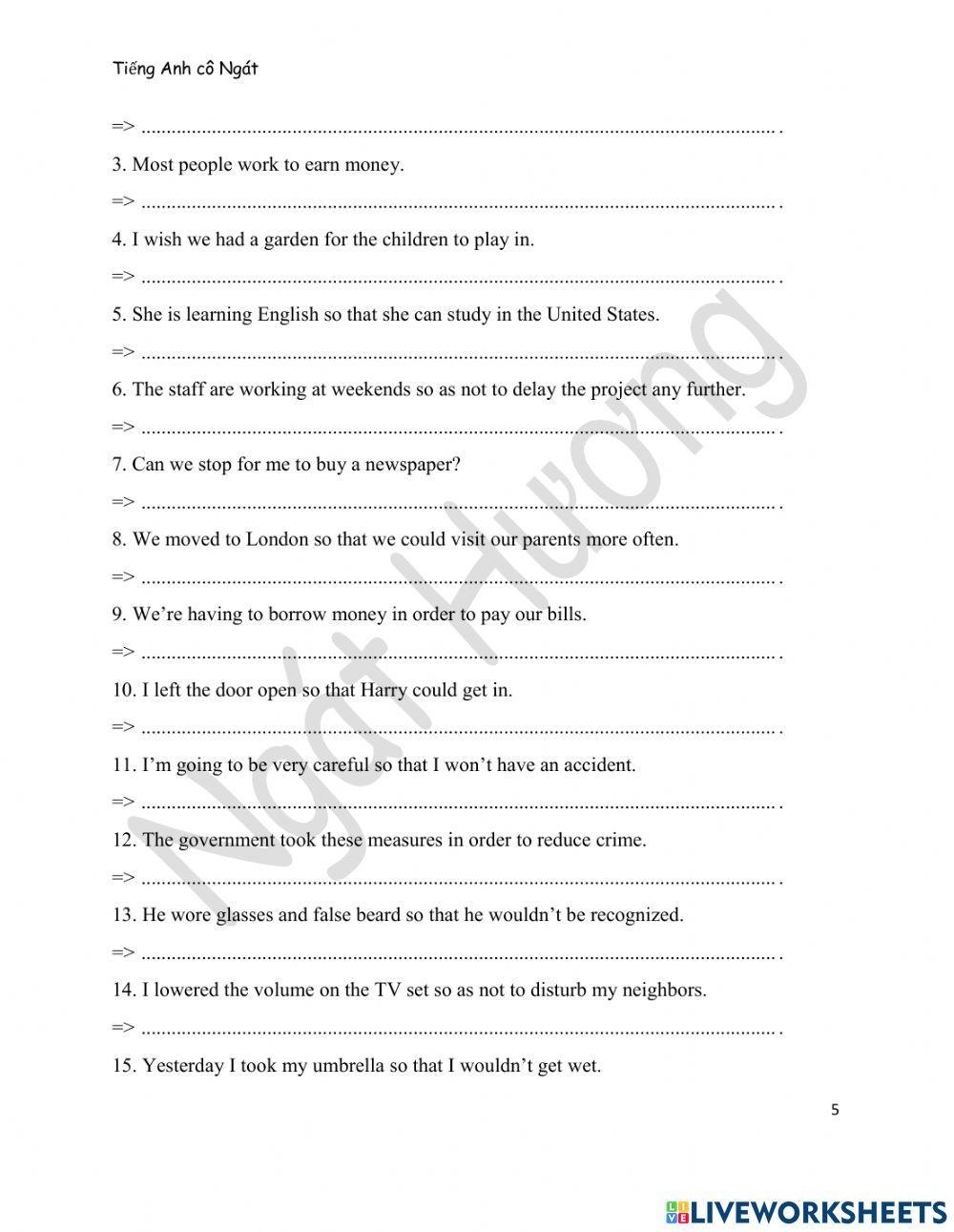 Phrases and Clauses of Purpose