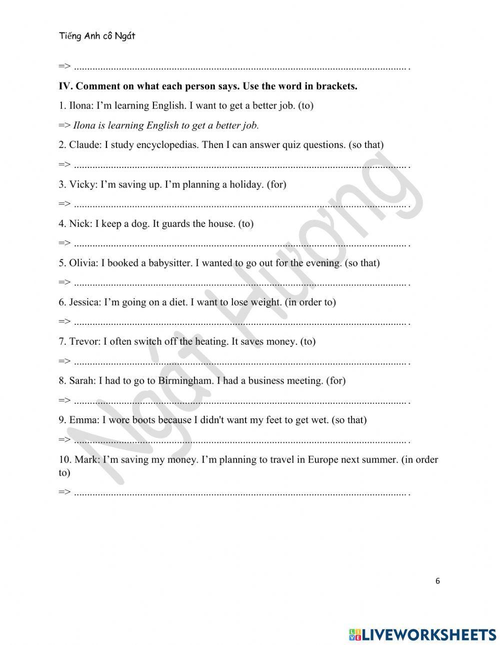 Phrases and Clauses of Purpose