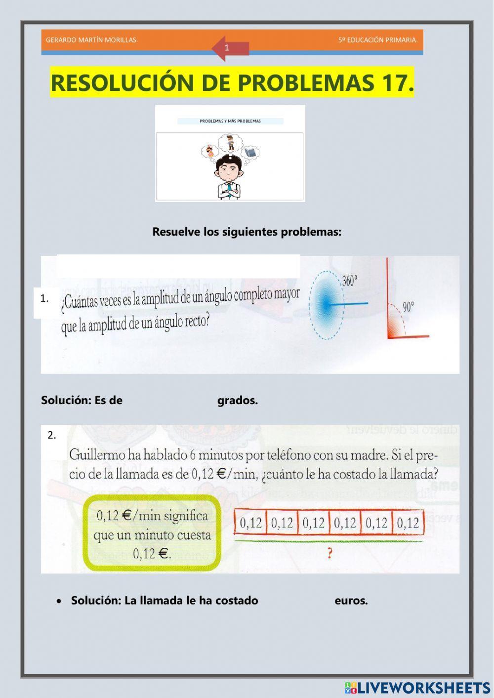 Resolución de problemas. Ficha 17.