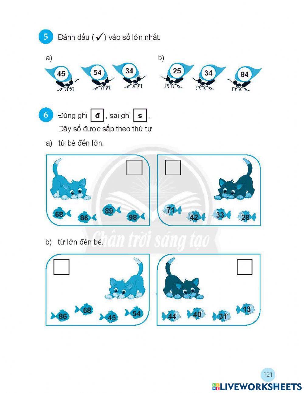 Phiếu bài tập toán trang 121 lớp 2